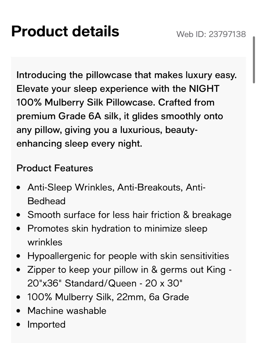 NIB 100% mulberry silk pillowcase with zip, Discover Night, champagne, real silk - Picture 6 of 14